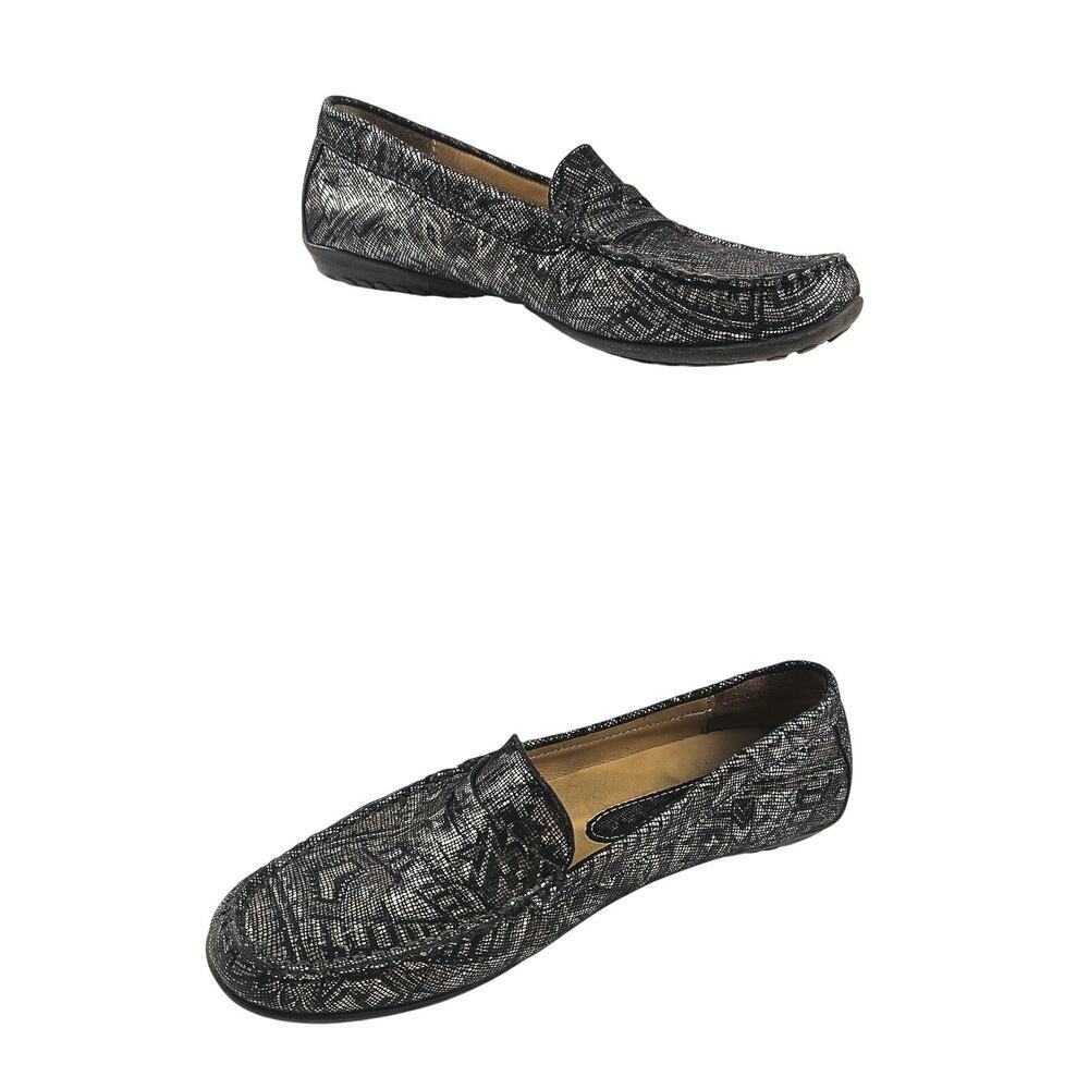Vaneli Penny Loafer Shoe 9 M Black Metallic Aztec Slip On teacher career casual#